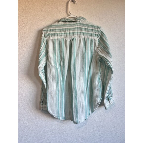 Time and Tru Women's Blue White Striped Button Down Shirt Cotton Long Sleeve M - Picture 2 of 10